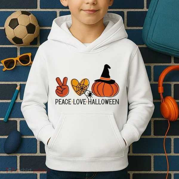 Peace Love Halloween Kids Hoodie