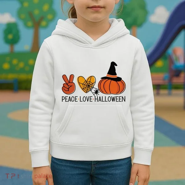 Peace Love Halloween Kids Hoodie