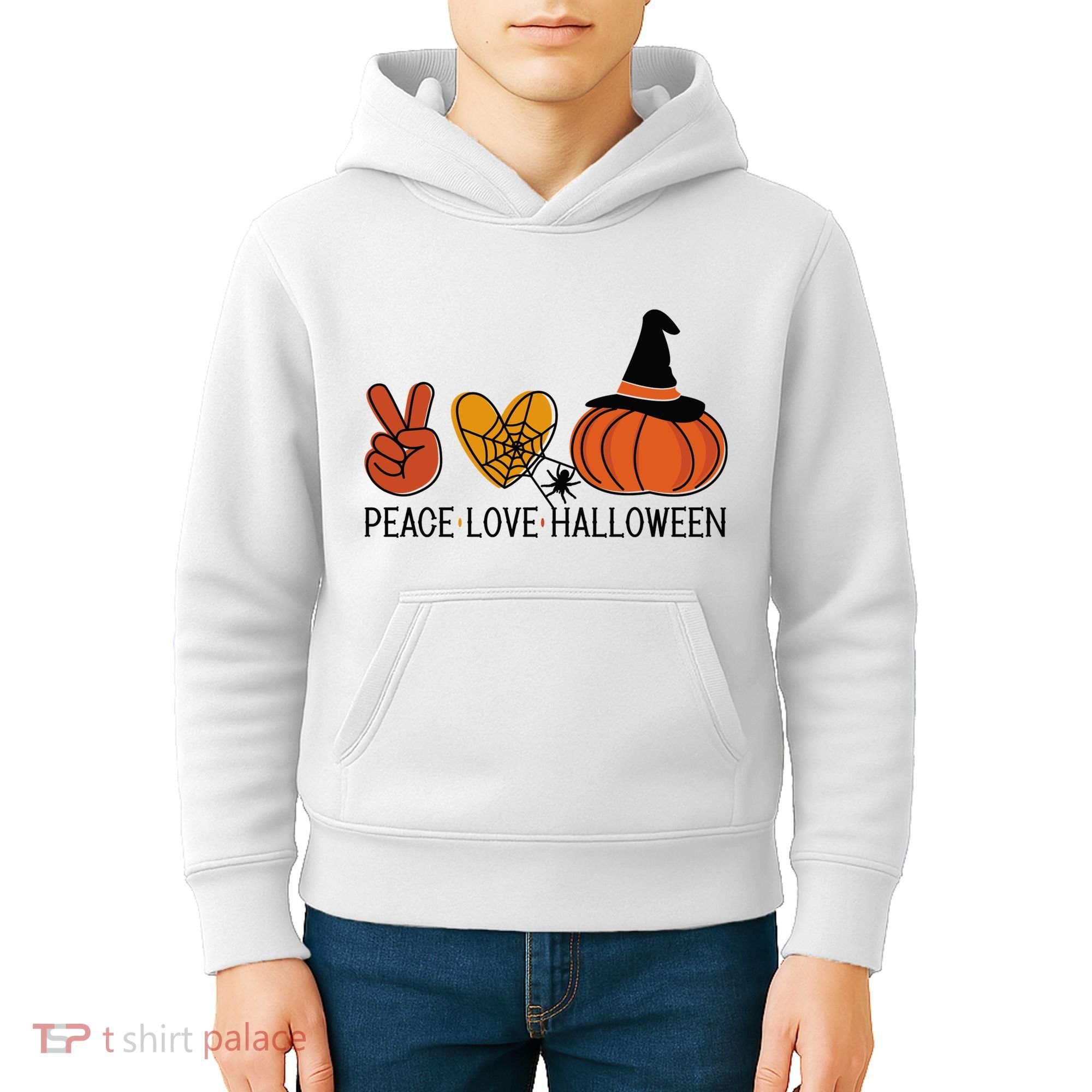 Peace Love Halloween Kids Hoodie