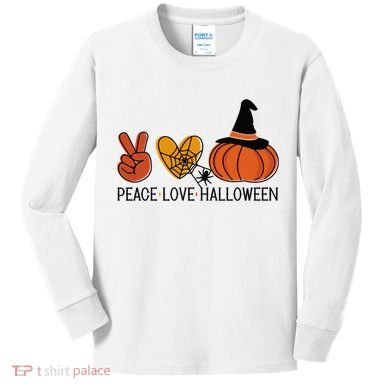 Peace Love Halloween Kids Long Sleeve Shirt