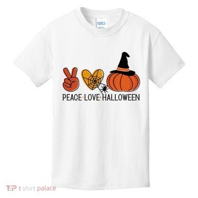 Peace Love Halloween Kids T-Shirt