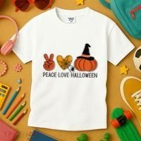Peace Love Halloween Kids T-Shirt thumb 3