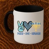 Peace Love Hanukkah Cute Gift Coffee Mug thumb 2
