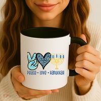 Peace Love Hanukkah Cute Gift Coffee Mug thumb 3