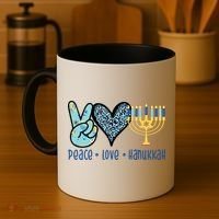 Peace Love Hanukkah Cute Gift Coffee Mug thumb 4