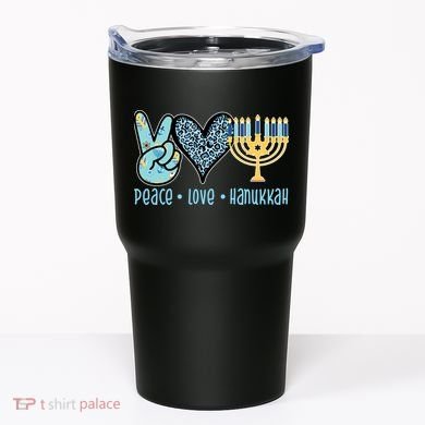 Peace Love Hanukkah Cute Gift Tumbler