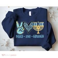 Peace Love Hanukkah Cute Gift Sweatshirt thumb 2