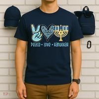 Peace Love Hanukkah Cute Gift T-Shirt thumb 6