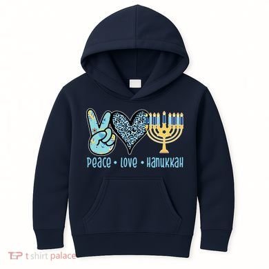 Peace Love Hanukkah Cute Gift Kids Hoodie