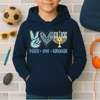 Peace Love Hanukkah Cute Gift Kids Hoodie thumb 2