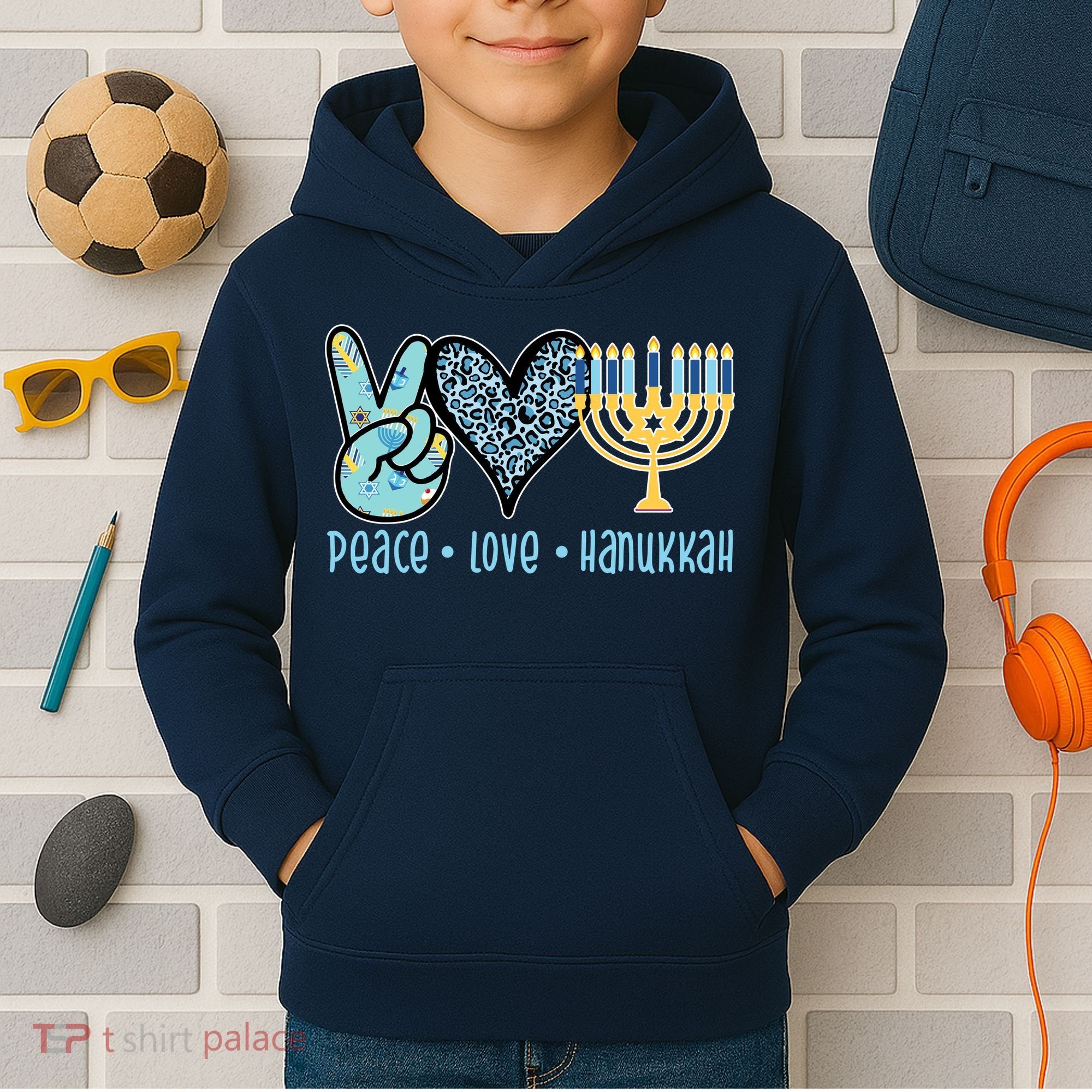 Peace Love Hanukkah Cute Gift Kids Hoodie