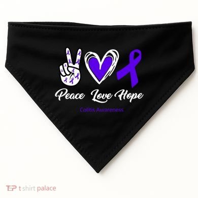 Peace Love Hope Colitis Awareness USA-Made Doggie Bandana