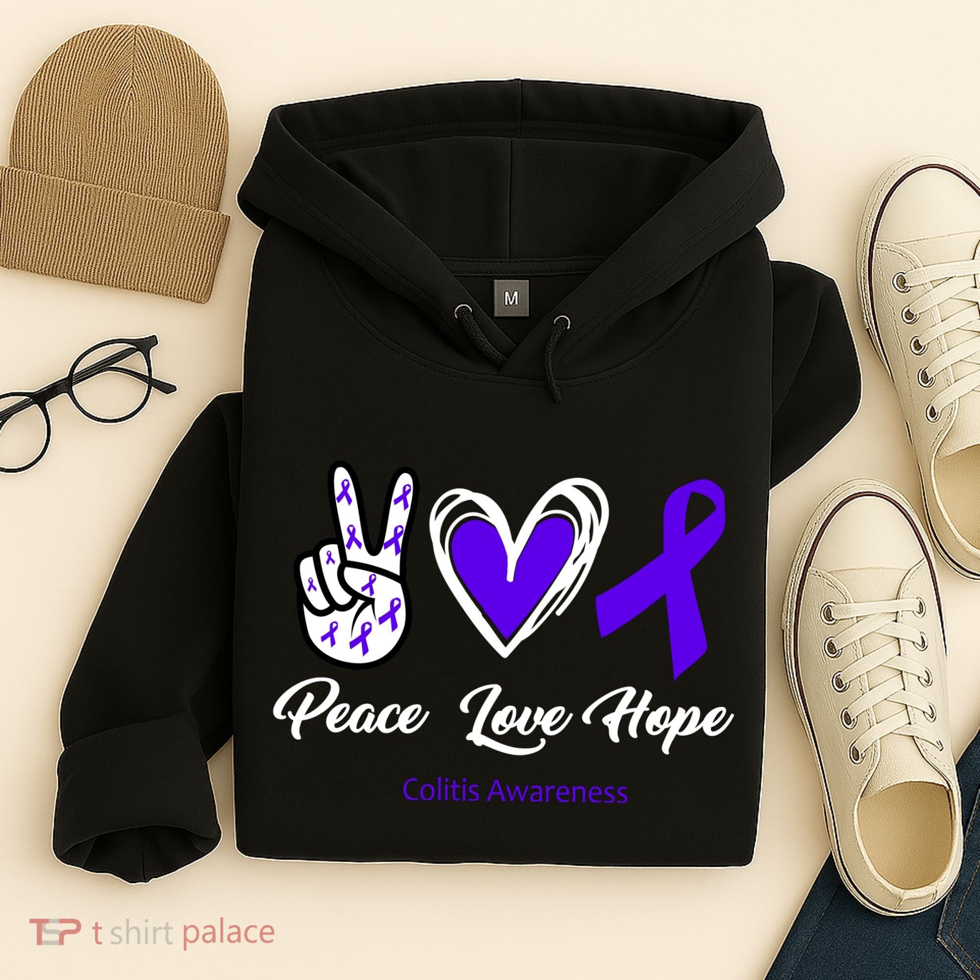 Peace Love Hope Colitis Awareness Hoodie