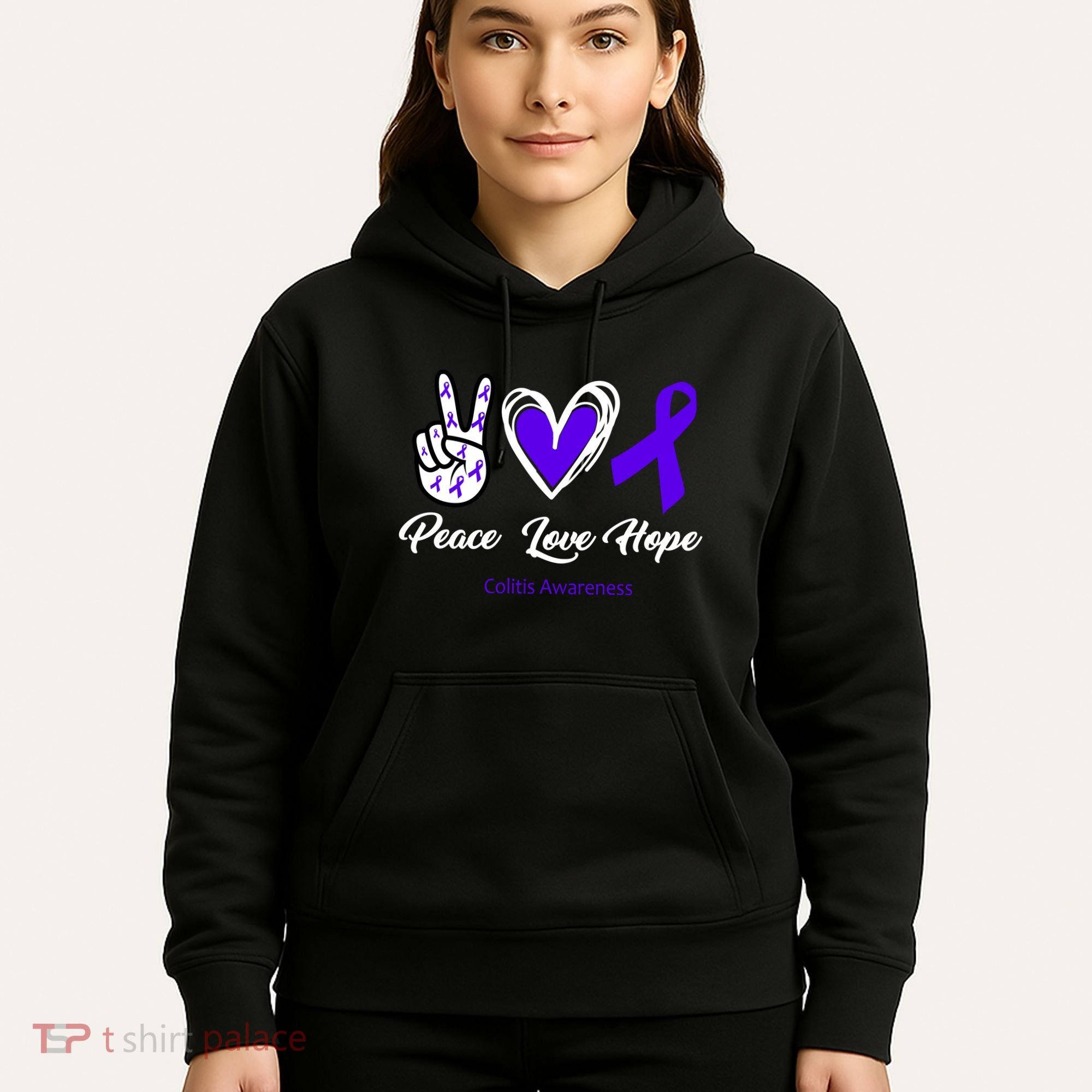 Peace Love Hope Colitis Awareness Hoodie