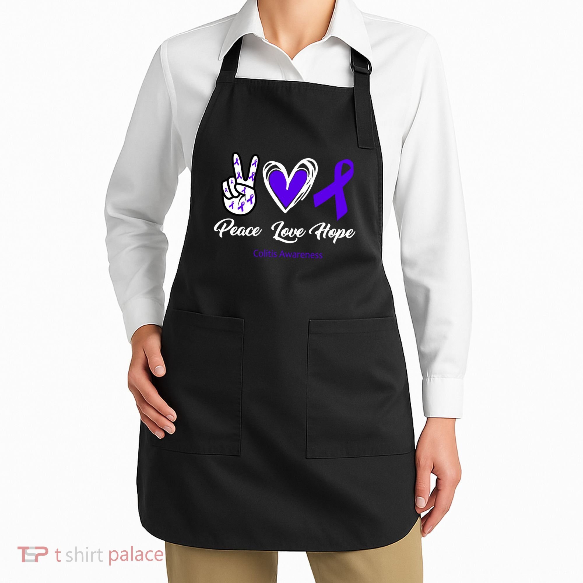 Peace Love Hope Colitis Awareness Apron