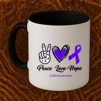 Peace Love Hope Colitis Awareness Coffee Mug thumb 2
