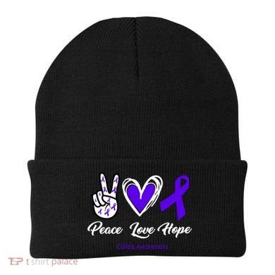 Peace Love Hope Colitis Awareness Beanie