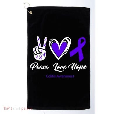 Peace Love Hope Colitis Awareness Golf Towel