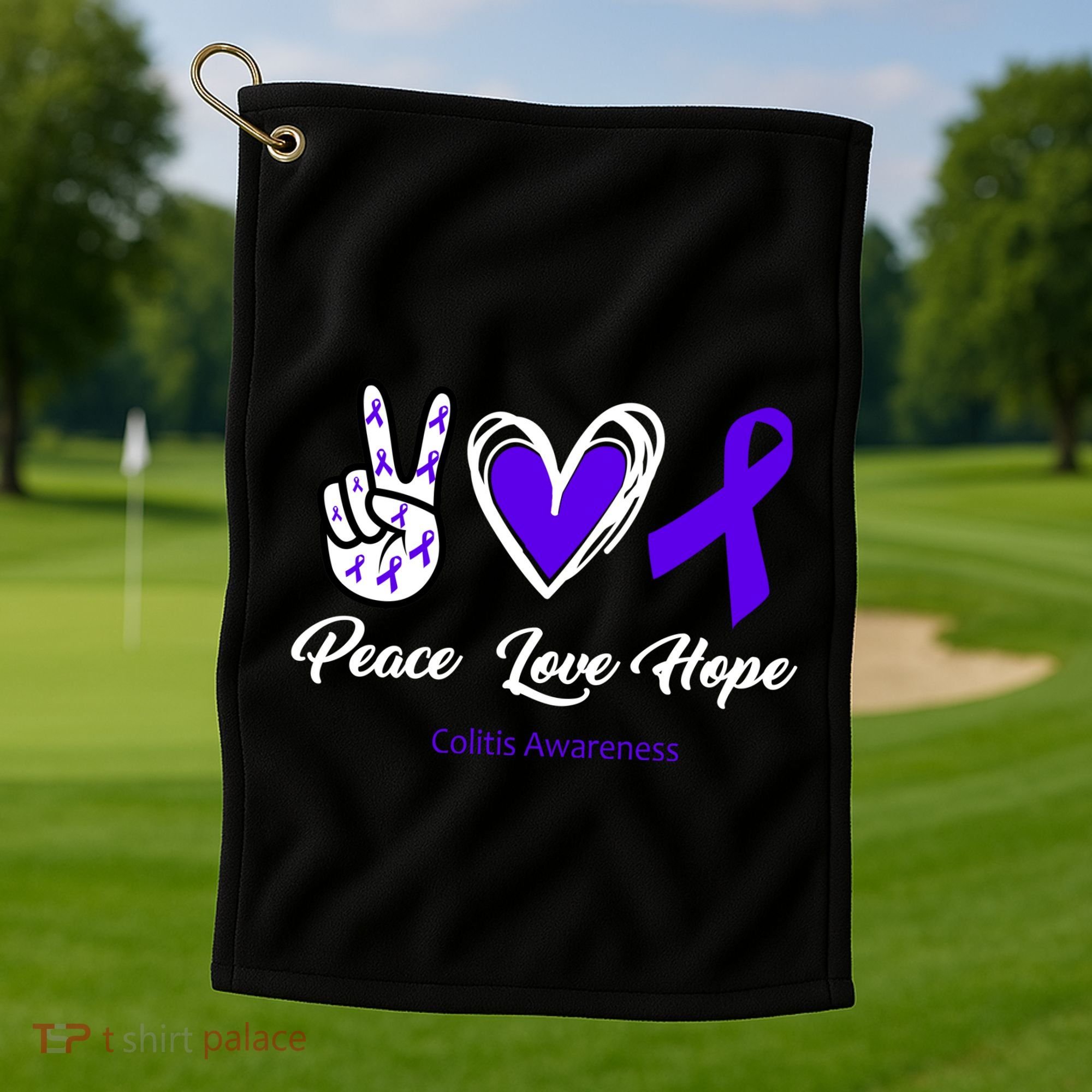 Peace Love Hope Colitis Awareness Golf Towel