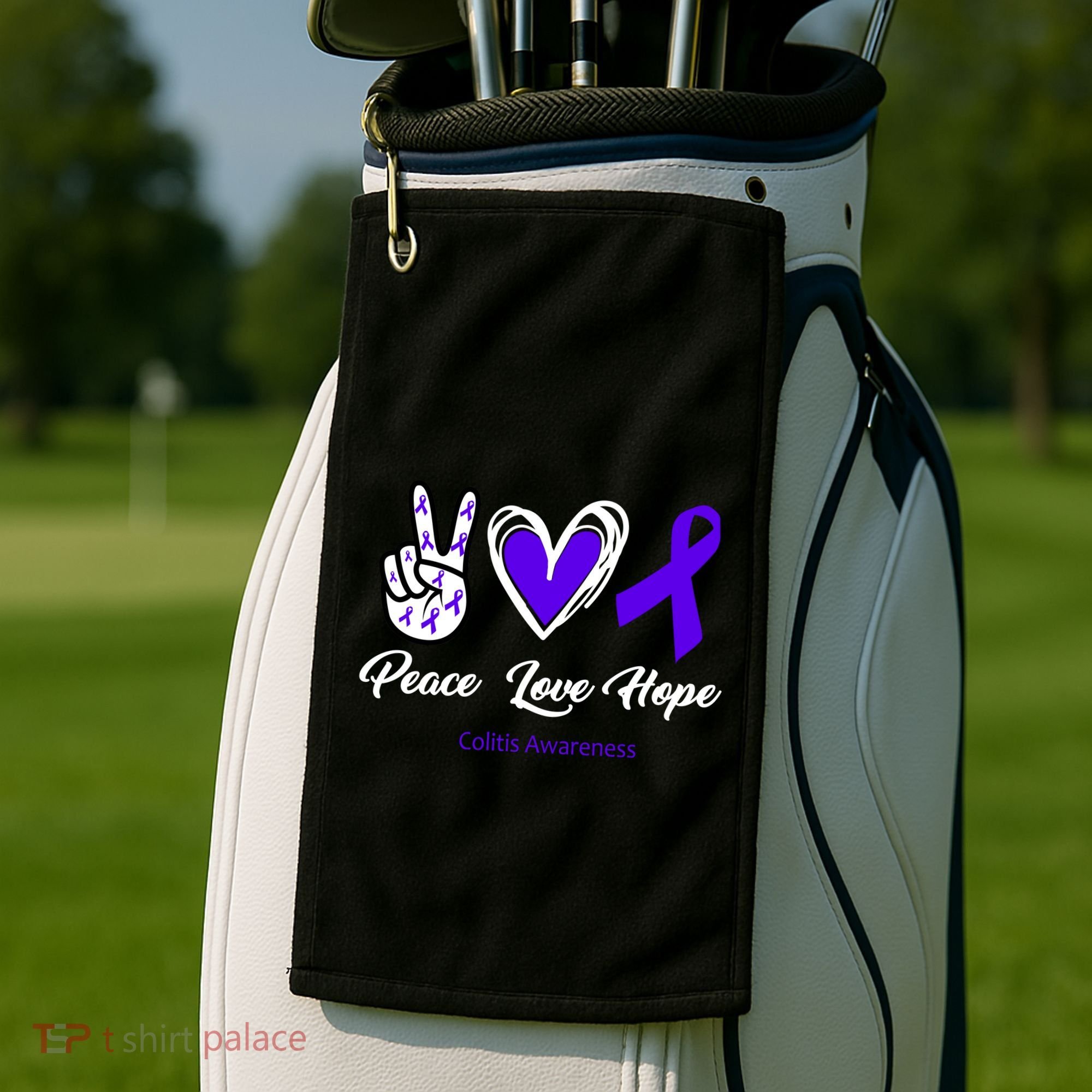 Peace Love Hope Colitis Awareness Golf Towel