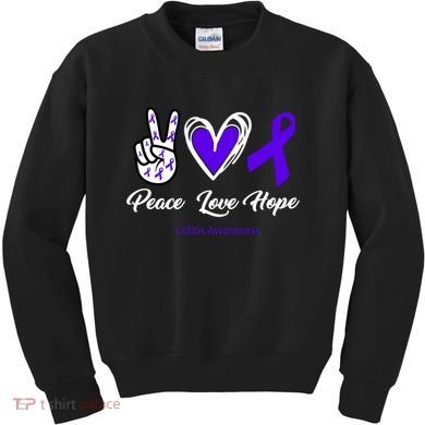Peace Love Hope Colitis Awareness Kids Sweatshirt