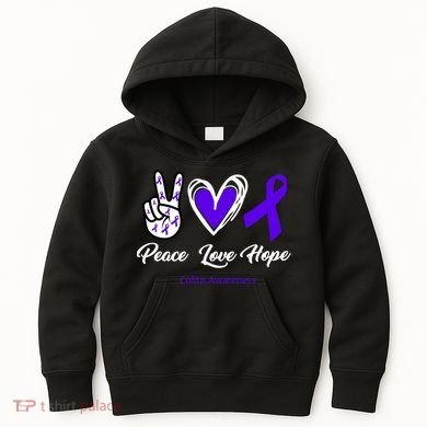Peace Love Hope Colitis Awareness Kids Hoodie