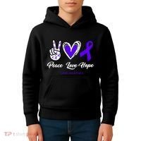 Peace Love Hope Colitis Awareness Kids Hoodie thumb 4