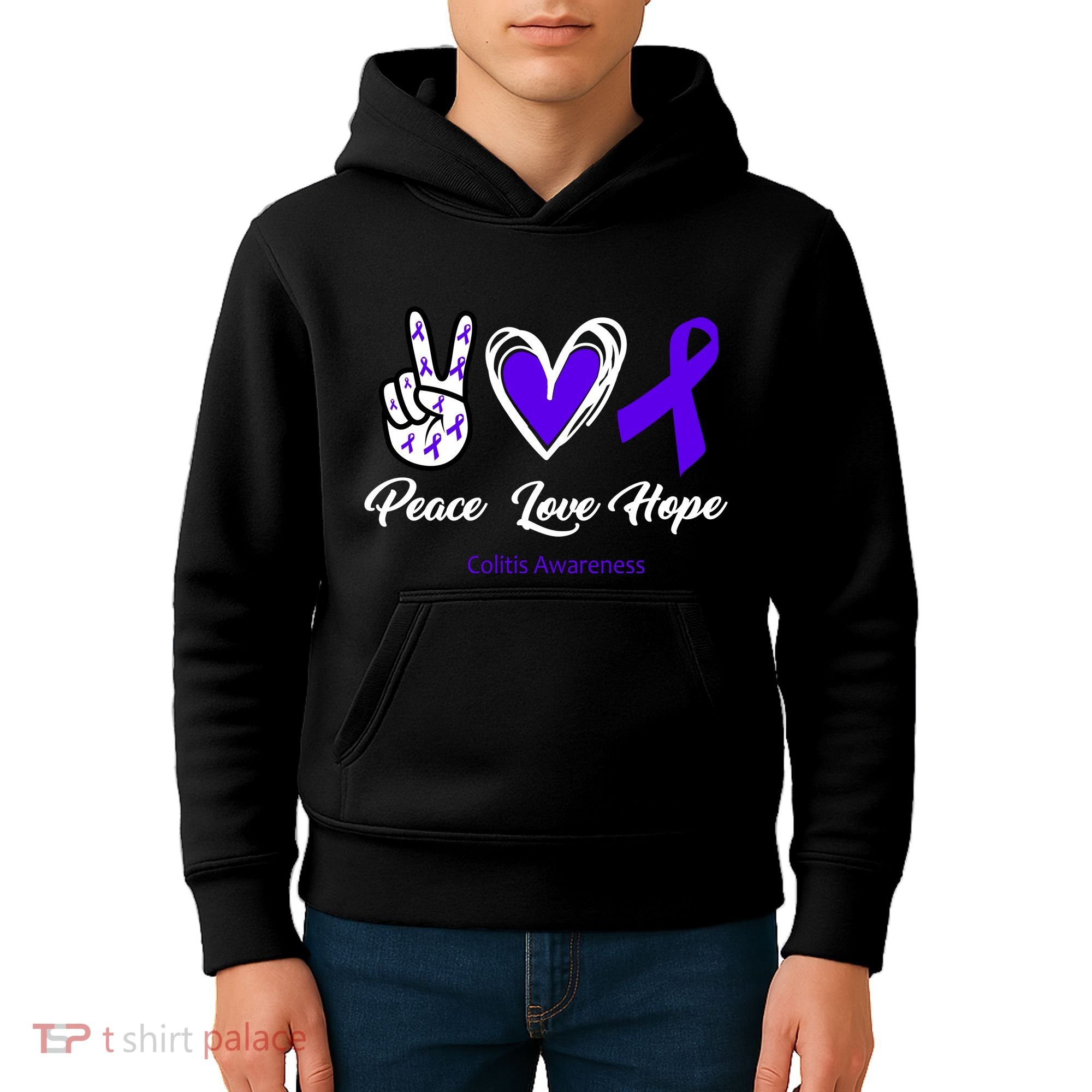 Peace Love Hope Colitis Awareness Kids Hoodie