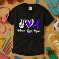 Peace Love Hope Colitis Awareness Kids T-Shirt thumb 3