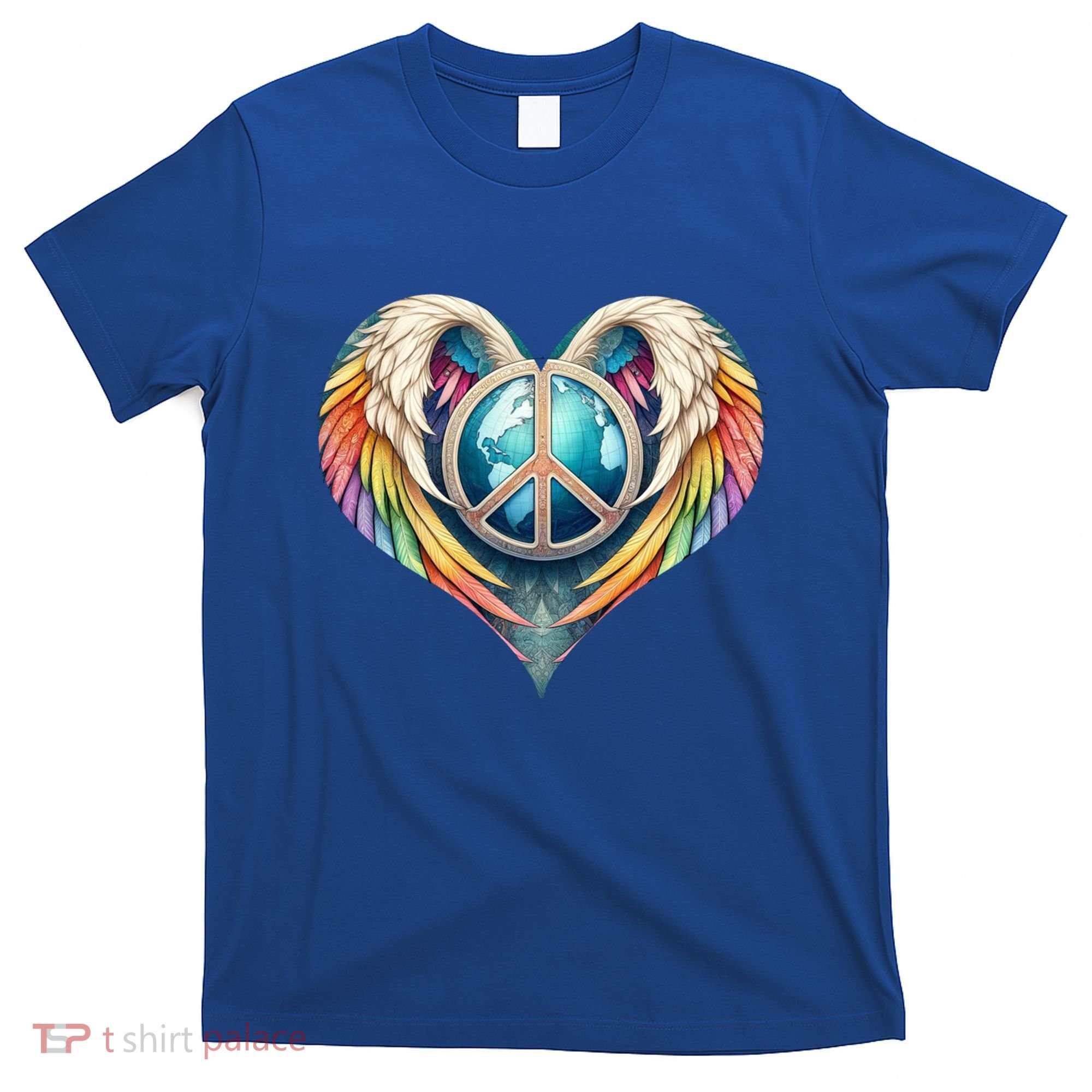 Peace Love Heart Angel And Earth In Rainbow Colors Gift T-Shirt