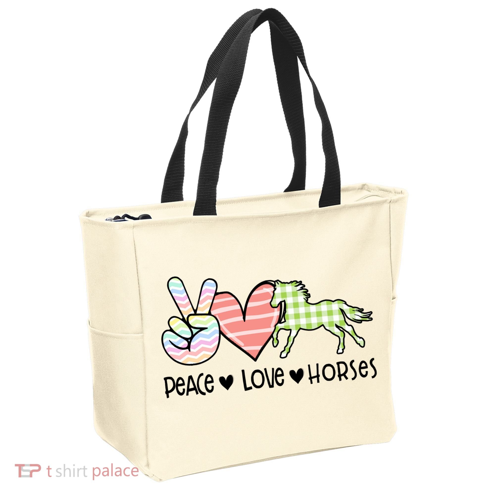 Peace Love Horses Gift Tote Bag
