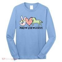 Peace Love Horses Gift Long Sleeve Shirt thumb 0