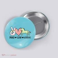 Peace Love Horses Gift Button thumb 0