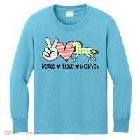 Peace Love Horses Gift Kids Long Sleeve Shirt thumb 0