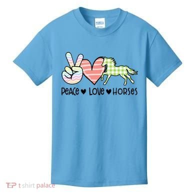 Peace Love Horses Gift Kids T-Shirt