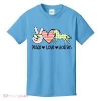 Peace Love Horses Gift Kids T-Shirt thumb 0