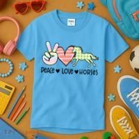 Peace Love Horses Gift Kids T-Shirt thumb 3