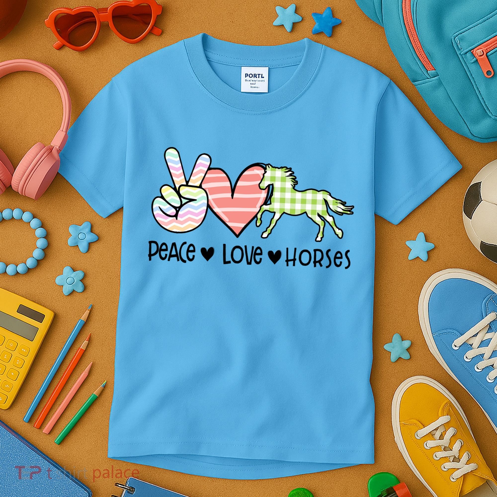 Peace Love Horses Gift Kids T-Shirt