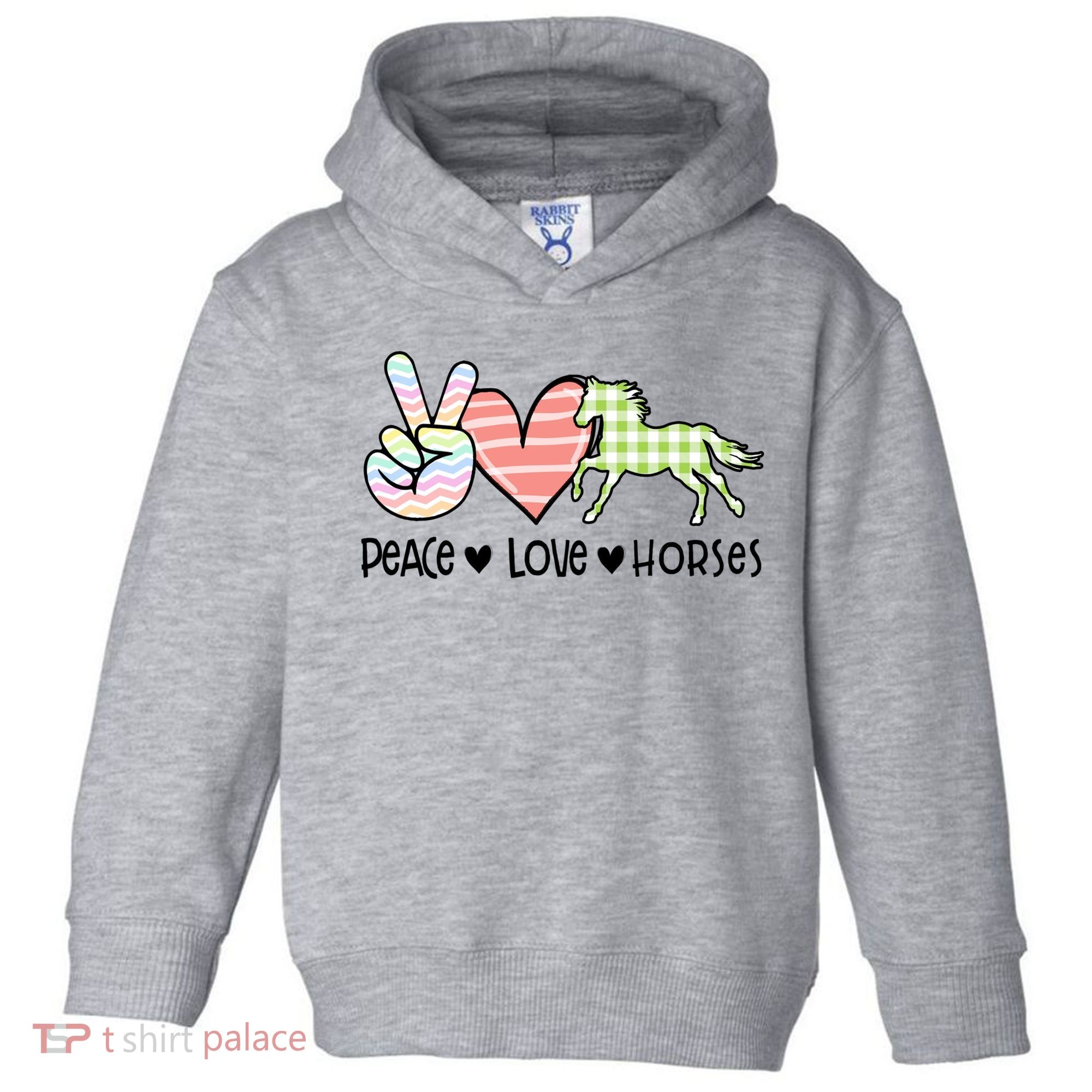 Peace Love Horses Gift Toddler Hoodie