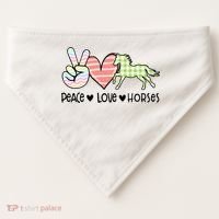 Peace Love Horses Gift USA-Made Doggie Bandana thumb 0