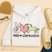 Peace Love Horses Gift Hoodie thumb 4