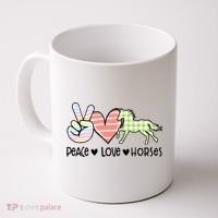 Peace Love Horses Gift Coffee Mug thumb 0