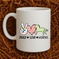 Peace Love Horses Gift Coffee Mug thumb 2