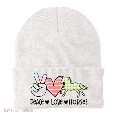 Peace Love Horses Gift Beanie