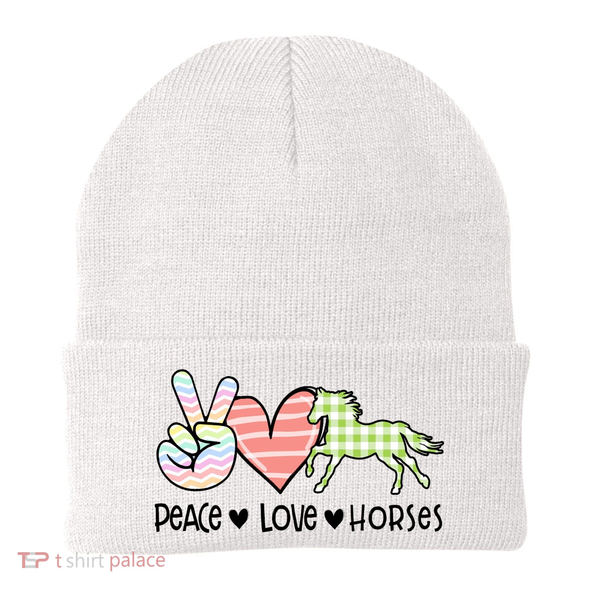 Peace Love Horses Gift Beanie