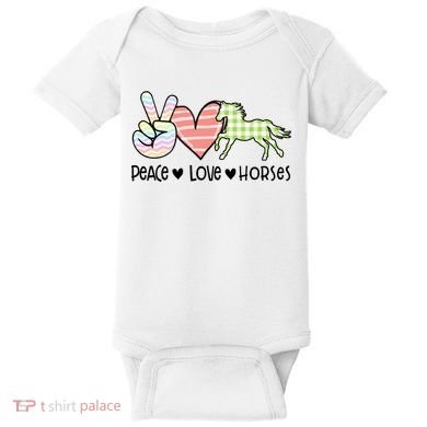 Peace Love Horses Gift Baby Bodysuit