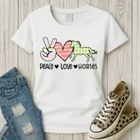 Peace Love Horses Gift Women's T-Shirt thumb 3