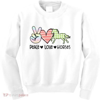 Peace Love Horses Gift Kids Sweatshirt