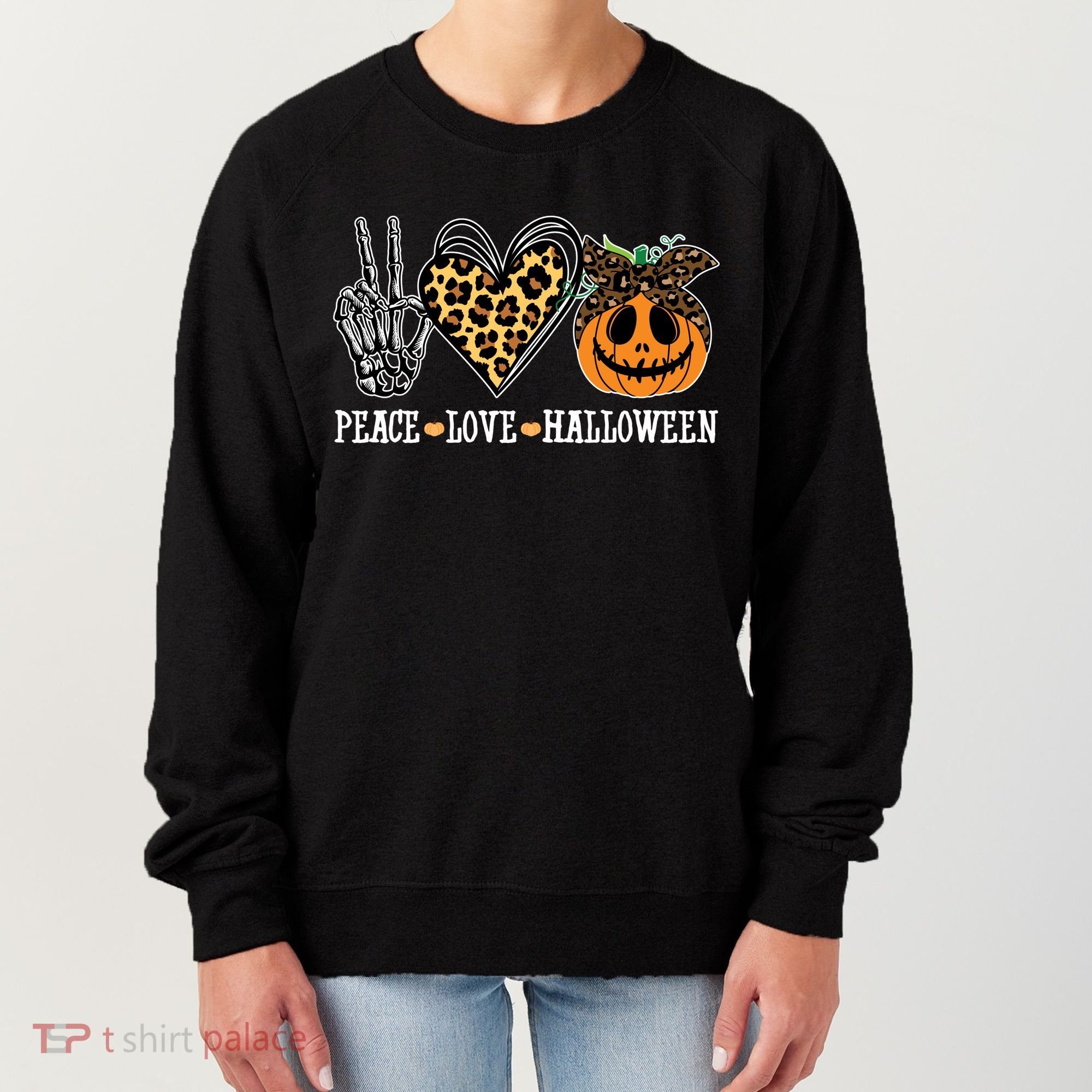 Peace Love Halloween Festive Leopard Women's Sweatshirt