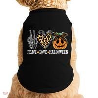 Peace Love Halloween Festive Leopard Doggie Tank thumb 0